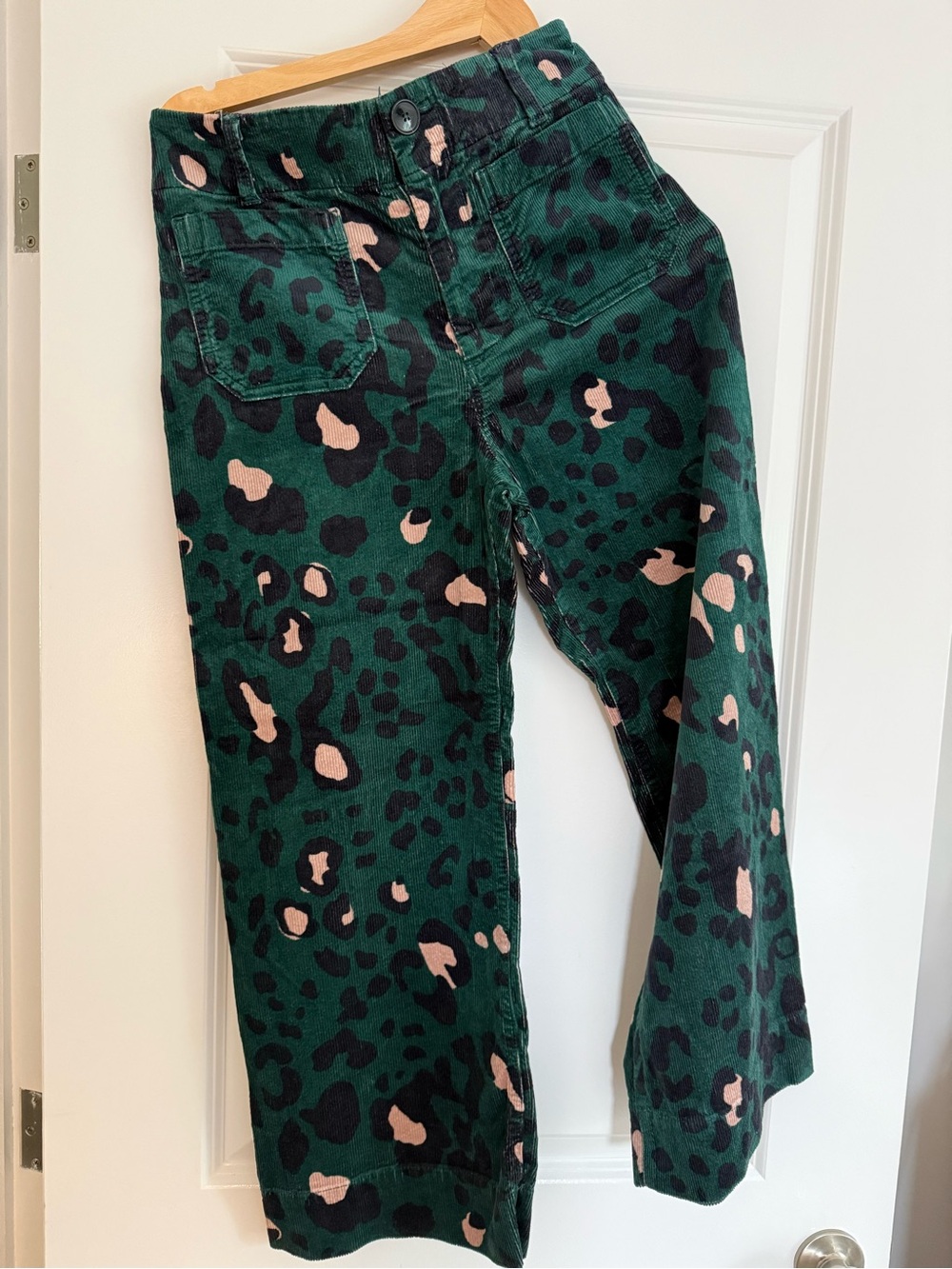Anthropologie Colette Corduroy Pants - Dark Green Leopard Print